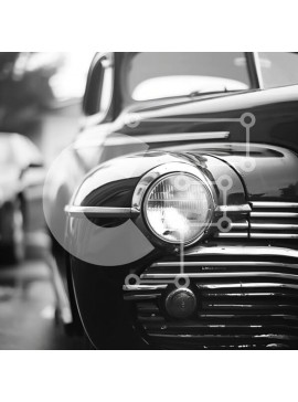 Intra Συλλεκτικό Ξύλινο Παζλ Plywood  4mm - Vintage αυτοκίνητο παρκαρισμένο δίπλα σε άλλα αυτοκίνητα Σε Ξύλινο Κουτί - Διαστάσεις Puzzle: 10x10 cm – 25 κομμάτια