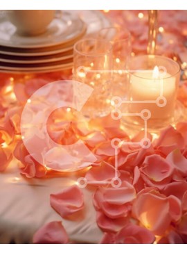 Σετ των 2 Intra Συλλεκτικό Ξύλινο Παζλ Plywood  4mm - Κομψό τραπέζι με ροζ πέταλα και κεριά Σε Ξύλινο Κουτί - Διαστάσεις: 10x10 cm – 25 κομμάτια