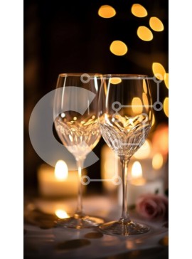 Intra Συλλεκτικό Ξύλινο Παζλ Plywood  4mm - Ποτήρια κρασιού στο τραπέζι με αναμμένα κεριά στο φόντο Σε Ξύλινο Κουτί - Διαστάσεις: 10x10 cm – 25 κομμάτια