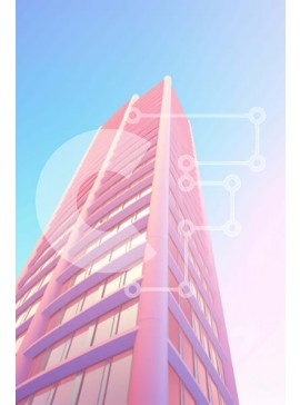 Intra Συλλεκτικό Ξύλινο Παζλ Plywood  4mm - Μοναδικό ροζ και μπλε κτίριο Σε Ξύλινο Κουτί - Διαστάσεις Puzzle: 10x10 cm – 25 κομμάτια