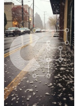 Intra Συλλεκτικό Ξύλινο Παζλ Plywood  4mm - Βρεγμένος και βροχερός δρόμος με χιόνι και φανάρι Σε Ξύλινο Κουτί - Διαστάσεις Puzzle: 10x10 cm – 25 κομμάτια