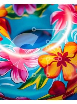 Intra Συλλεκτικό Ξύλινο Παζλ Plywood  4mm - Πολύχρωμο φουσκωτό δαχτυλίδι με στάμπες λουλουδιών Σε Ξύλινο Κουτί - Διαστάσεις Puzzle: 10x10 cm – 25 κομμάτια