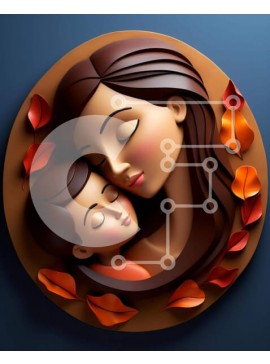 Intra Συλλεκτικό Ξύλινο Παζλ Plywood  4mm - Γλυπτό Origami Μητέρας και Παιδιού Σε Ξύλινο Κουτί - Διαστάσεις Puzzle: 10x10 cm – 25 κομμάτια