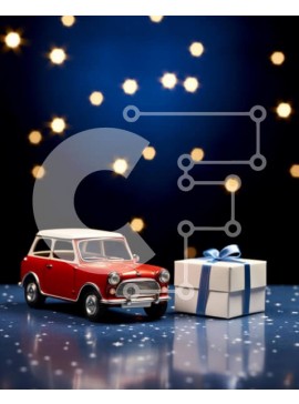 Intra Συλλεκτικό Ξύλινο Παζλ Plywood  4mm - Κόκκινο παιχνίδι αυτοκίνητο και κουτί δώρου σε εορταστικό περιβάλλον Σε Ξύλινο Κουτί - Διαστάσεις Puzzle: 10x10 cm – 25 κομμάτια