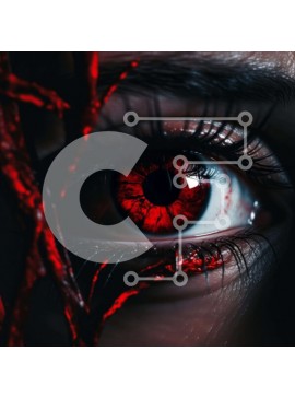 Intra Συλλεκτικό Ξύλινο Παζλ Plywood  4mm - Γυναικείο μάτι με κόκκινο αίμα και κλαδιά Σε Ξύλινο Κουτί - Διαστάσεις Puzzle: 10x10 cm – 25 κομμάτια