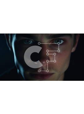 Intra Συλλεκτικό Ξύλινο Παζλ Plywood  4mm - Νεαρός άνδρας με μπλε μάτια κοιτάζοντας επίμονα την κάμερα Σε Ξύλινο Κουτί - Διαστάσεις Puzzle: 10x10 cm – 25 κομμάτια