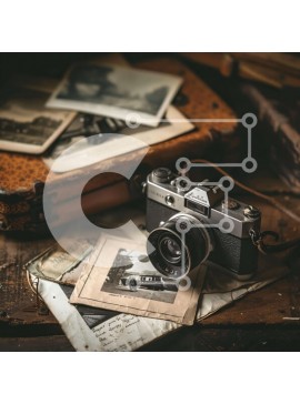 Intra Συλλεκτικό Ξύλινο Παζλ Plywood  4mm - Vintage κάμερα και φωτογραφίες Σε Ξύλινο Κουτί - Διαστάσεις Puzzle: 10x10 cm – 25 κομμάτια