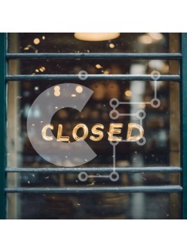 Intra Συλλεκτικό Ξύλινο Παζλ Plywood  4mm - Κλειστό σημάδι στο παράθυρο του άδειου καταστήματος Σε Ξύλινο Κουτί - Διαστάσεις Puzzle: 10x10 cm – 25 κομμάτια