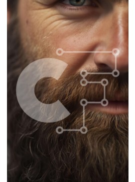 Intra Συλλεκτικό Ξύλινο Παζλ Plywood  4mm - Πορτρέτο ενός άνδρα με μακριά καφέ γενειάδα και μπλε μάτια Σε Ξύλινο Κουτί - Διαστάσεις Puzzle: 10x10 cm – 25 κομμάτια