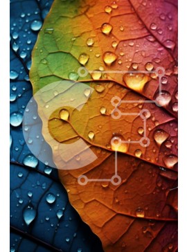 Σετ των 2 Intra Συλλεκτικό Ξύλινο Παζλ Plywood  4mm - Κοντινό πλάνο πολύχρωμων φύλλων με σταγονίδια νερού Σε Ξύλινο Κουτί - Διαστάσεις: 10x10 cm – 25 κομμάτια