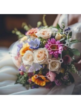 Σετ των 2 Intra Συλλεκτικό Ξύλινο Παζλ Plywood  4mm - Πολύχρωμο νυφικό μπουκέτο για γάμο ή ειδικές περιστάσεις Σε Ξύλινο Κουτί - Διαστάσεις: 10x10 cm – 25 κομμάτια