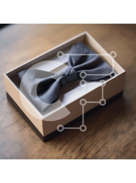 Σετ των 2 Intra Συλλεκτικό Ξύλινο Παζλ Plywood  4mm - Μαύρο παπιγιόν σε λευκό κουτί σε ξύλινο τραπέζι Σε Ξύλινο Κουτί - Διαστάσεις: 10x10 cm – 25 κομμάτια