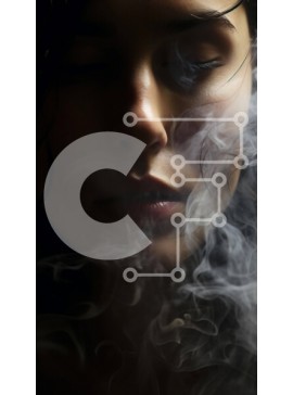 Intra Συλλεκτικό Ξύλινο Παζλ Plywood  4mm - Γυναίκα που εκπνέει καπνό Σε Ξύλινο Κουτί - Διαστάσεις Puzzle: 10x10 cm – 25 κομμάτια