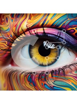 Σετ των 2 Intra Συλλεκτικό Ξύλινο Παζλ Plywood  4mm - Πολύχρωμοι στροβιλισμοί και μοτίβα στο γυναικείο μάτι Σε Ξύλινο Κουτί - Διαστάσεις: 10x10 cm – 25 κομμάτια