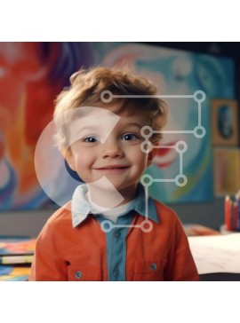 Intra Συλλεκτικό Ξύλινο Παζλ Plywood  4mm - Νεαρό αγόρι με πολύχρωμους πίνακες Σε Ξύλινο Κουτί - Διαστάσεις Puzzle: 10x10 cm – 25 κομμάτια