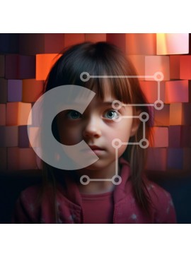 Intra Συλλεκτικό Ξύλινο Παζλ Plywood  4mm - Νεαρό κορίτσι μπροστά από το αφηρημένο υπόβαθρο Σε Ξύλινο Κουτί - Διαστάσεις Puzzle: 10x10 cm – 25 κομμάτια