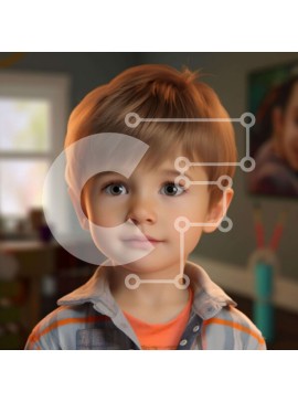 Intra Συλλεκτικό Ξύλινο Παζλ Plywood  4mm - Ψηφιακά αποδοθέν παιδί με πορτοκαλί πουκάμισο Σε Ξύλινο Κουτί - Διαστάσεις Puzzle: 10x10 cm – 25 κομμάτια