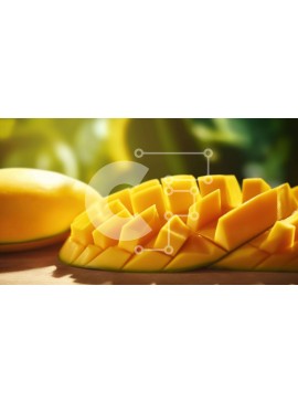 Σετ των 2 Intra Συλλεκτικό Ξύλινο Παζλ Plywood  4mm - Φρέσκα μάνγκο σε ξύλινο τραπέζι Σε Ξύλινο Κουτί - Διαστάσεις: 10x10 cm – 25 κομμάτια