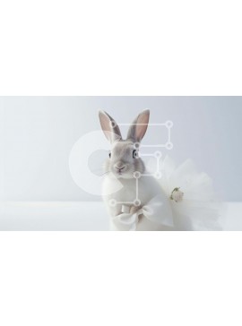 Intra Συλλεκτικό Ξύλινο Παζλ Plywood  4mm - Λευκό Λαγουδάκι με κομψό Tutu και παπιγιόν Σε Ξύλινο Κουτί - Διαστάσεις: 10x10 cm – 25 κομμάτια