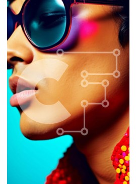 Intra Συλλεκτικό Ξύλινο Παζλ Plywood  4mm - Κομψός άντρας με πολύχρωμα γυαλιά ηλίου και κοσμήματα με χάντρες Σε Ξύλινο Κουτί - Διαστάσεις Puzzle: 10x10 cm – 25 κομμάτια