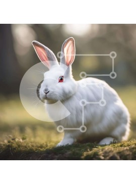 Intra Συλλεκτικό Ξύλινο Παζλ Plywood  4mm - Λευκό λαγουδάκι με κόκκινα μάτια που κάθεται στο γρασίδι Σε Ξύλινο Κουτί - Διαστάσεις: 10x10 cm – 25 κομμάτια