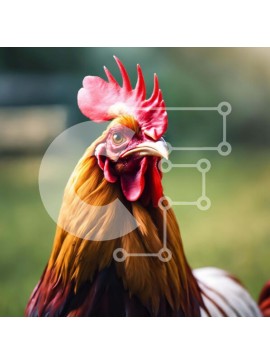 Intra Συλλεκτικό Ξύλινο Παζλ Plywood  4mm - Κόκκινος και άσπρος κόκορας στο γρασίδι Σε Ξύλινο Κουτί - Διαστάσεις: 10x10 cm – 25 κομμάτια