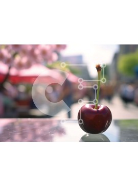 Σετ των 2 Intra Συλλεκτικό Ξύλινο Παζλ Plywood  4mm - Φρέσκο ​​άγουρο κεράσι σε γυάλινο τραπέζι με ανθρώπους Σε Ξύλινο Κουτί - Διαστάσεις: 10x10 cm – 25 κομμάτια