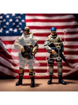 Intra Συλλεκτικό Ξύλινο Παζλ Plywood  4mm - Παιχνίδι στρατιώτες με στρατιωτικές στολές με αμερικανική σημαία Σε Ξύλινο Κουτί - Διαστάσεις Puzzle: 10x10 cm – 25 κομμάτια