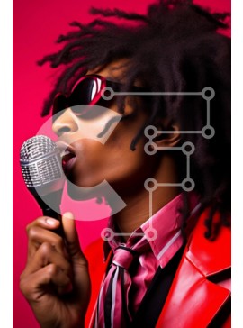 Intra Συλλεκτικό Ξύλινο Παζλ Plywood  4mm - Άνδρας που τραγουδά στο μικρόφωνο με το κόκκινο σακάκι Σε Ξύλινο Κουτί - Διαστάσεις Puzzle: 10x10 cm – 25 κομμάτια