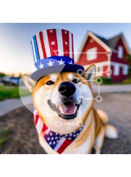 Intra Συλλεκτικό Ξύλινο Παζλ Plywood  4mm - Patriotic Dog που γιορτάζει την 4η Ιουλίου με καπέλο American Flag και Bandana Σε Ξύλινο Κουτί - Διαστάσεις: 10x10 cm – 25 κομμάτια