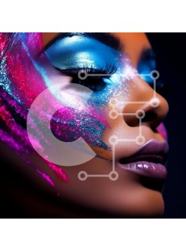 Σετ των 2 Intra Συλλεκτικό Ξύλινο Παζλ Plywood  4mm - Γυναίκα με έντονο χρώμα προσώπου και αστραφτερό μακιγιάζ Σε Ξύλινο Κουτί - Διαστάσεις: 10x10 cm – 25 κομμάτια