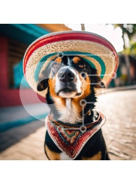 Intra Συλλεκτικό Ξύλινο Παζλ Plywood  4mm - Φιλικό σκυλί με καπέλο σομπρέρο Σε Ξύλινο Κουτί - Διαστάσεις: 10x10 cm – 25 κομμάτια