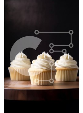 Σετ των 2 Intra Συλλεκτικό Ξύλινο Παζλ Plywood  4mm - Πέντε Cupcakes με Λευκό Πάγωμα σε ξύλινο πιάτο Σε Ξύλινο Κουτί - Διαστάσεις: 10x10 cm – 25 κομμάτια