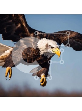 Intra Συλλεκτικό Ξύλινο Παζλ Plywood  4mm - Μεγαλοπρεπής φαλακρός αετός σε πτήση Σε Ξύλινο Κουτί - Διαστάσεις: 10x10 cm – 25 κομμάτια