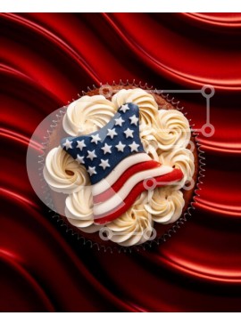 Σετ των 2 Intra Συλλεκτικό Ξύλινο Παζλ Plywood  4mm - Cupcake με αμερικανική σημαία Σε Ξύλινο Κουτί - Διαστάσεις: 10x10 cm – 25 κομμάτια