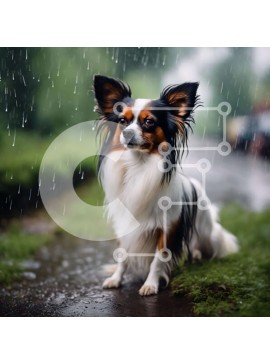 Intra Συλλεκτικό Ξύλινο Παζλ Plywood  4mm - Καφέ και λευκό σκυλί που απολαμβάνει τη βροχή σε εξωτερικούς χώρους Σε Ξύλινο Κουτί - Διαστάσεις: 10x10 cm – 25 κομμάτια