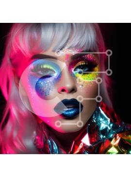 Σετ των 2 Intra Συλλεκτικό Ξύλινο Παζλ Plywood  4mm - Γυναίκα με έντονο μακιγιάζ και λαμπερό μεταλλικό ντύσιμο Σε Ξύλινο Κουτί - Διαστάσεις: 10x10 cm – 25 κομμάτια