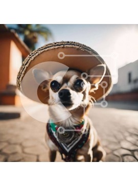 Intra Συλλεκτικό Ξύλινο Παζλ Plywood  4mm - Μικρό καφέ σκυλί που φορά μεξικάνικο καπέλο σομπρέρο Σε Ξύλινο Κουτί - Διαστάσεις: 10x10 cm – 25 κομμάτια