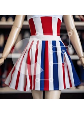 Σετ των 2 Intra Συλλεκτικό Ξύλινο Παζλ Plywood  4mm - Μανεκέν σε κόκκινο, λευκό και μπλε φούστα Σε Ξύλινο Κουτί - Διαστάσεις: 10x10 cm – 25 κομμάτια