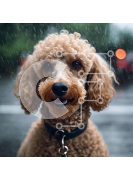 Intra Συλλεκτικό Ξύλινο Παζλ Plywood  4mm - Καφέ σκυλάκι κανίς στη βροχή με πορτοκαλί γιακά Σε Ξύλινο Κουτί - Διαστάσεις: 10x10 cm – 25 κομμάτια