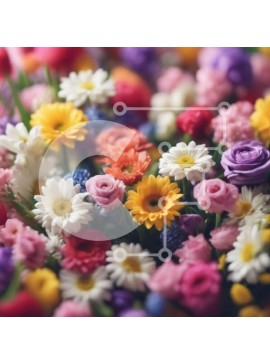 Σετ των 2 Intra Συλλεκτικό Ξύλινο Παζλ Plywood  4mm - Πολύχρωμο μπουκέτο λουλουδιών κινηματογράφηση σε πρώτο πλάνο Σε Ξύλινο Κουτί - Διαστάσεις: 10x10 cm – 25 κομμάτια