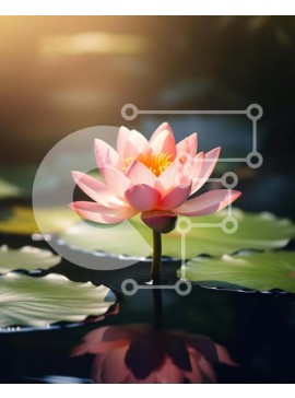 Intra Συλλεκτικό Ξύλινο Παζλ Plywood  4mm - Ροζ λουλούδι λωτού στο νερό Σε Ξύλινο Κουτί - Διαστάσεις: 10x10 cm – 25 κομμάτια