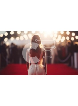 Intra Συλλεκτικό Ξύλινο Παζλ Plywood  4mm - Κομψή γυναίκα που περπατά στο κόκκινο χαλί με λευκό φόρεμα Σε Ξύλινο Κουτί - Διαστάσεις Puzzle: 10x10 cm – 25 κομμάτια