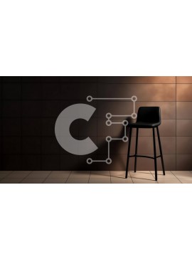 Intra Συλλεκτικό Ξύλινο Παζλ Plywood  4mm - Μαύρη καρέκλα μπαρ σε κενό δωμάτιο με πλακάκια Σε Ξύλινο Κουτί - Διαστάσεις Puzzle: 10x10 cm – 25 κομμάτια