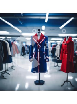 Σετ των 2 Intra Συλλεκτικό Ξύλινο Παζλ Plywood  4mm - Μοντέρνα μανεκέν σε κόκκινο και μπλε παλτό Σε Ξύλινο Κουτί - Διαστάσεις: 10x10 cm – 25 κομμάτια