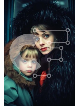 Intra Συλλεκτικό Ξύλινο Παζλ Plywood  4mm - Γυναίκα και νεαρή κόρη με παλτό με γούνα Σε Ξύλινο Κουτί - Διαστάσεις Puzzle: 10x10 cm – 25 κομμάτια