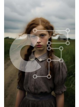 Intra Συλλεκτικό Ξύλινο Παζλ Plywood  4mm - Νεαρό κορίτσι με κόκκινα μαλλιά σε έναν άδειο χωματόδρομο Σε Ξύλινο Κουτί - Διαστάσεις Puzzle: 10x10 cm – 25 κομμάτια