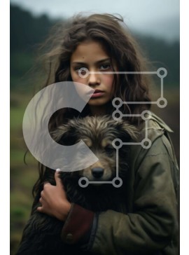 Intra Συλλεκτικό Ξύλινο Παζλ Plywood  4mm - Νεαρό κορίτσι που κρατά το σκυλί Σε Ξύλινο Κουτί - Διαστάσεις Puzzle: 10x10 cm – 25 κομμάτια