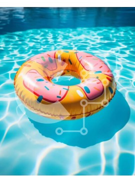 Intra Συλλεκτικό Ξύλινο Παζλ Plywood  4mm - Φουσκωτό πλωτήρα σε σχήμα ντόνατς στην πισίνα Σε Ξύλινο Κουτί - Διαστάσεις Puzzle: 10x10 cm – 25 κομμάτια