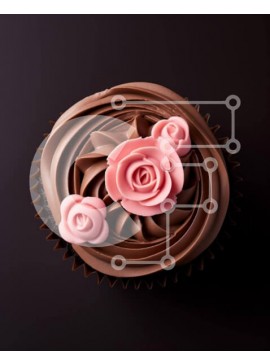 Σετ των 2 Intra Συλλεκτικό Ξύλινο Παζλ Plywood  4mm - Cupcake σοκολάτας με ροζ τριαντάφυλλα Σε Ξύλινο Κουτί - Διαστάσεις: 10x10 cm – 25 κομμάτια